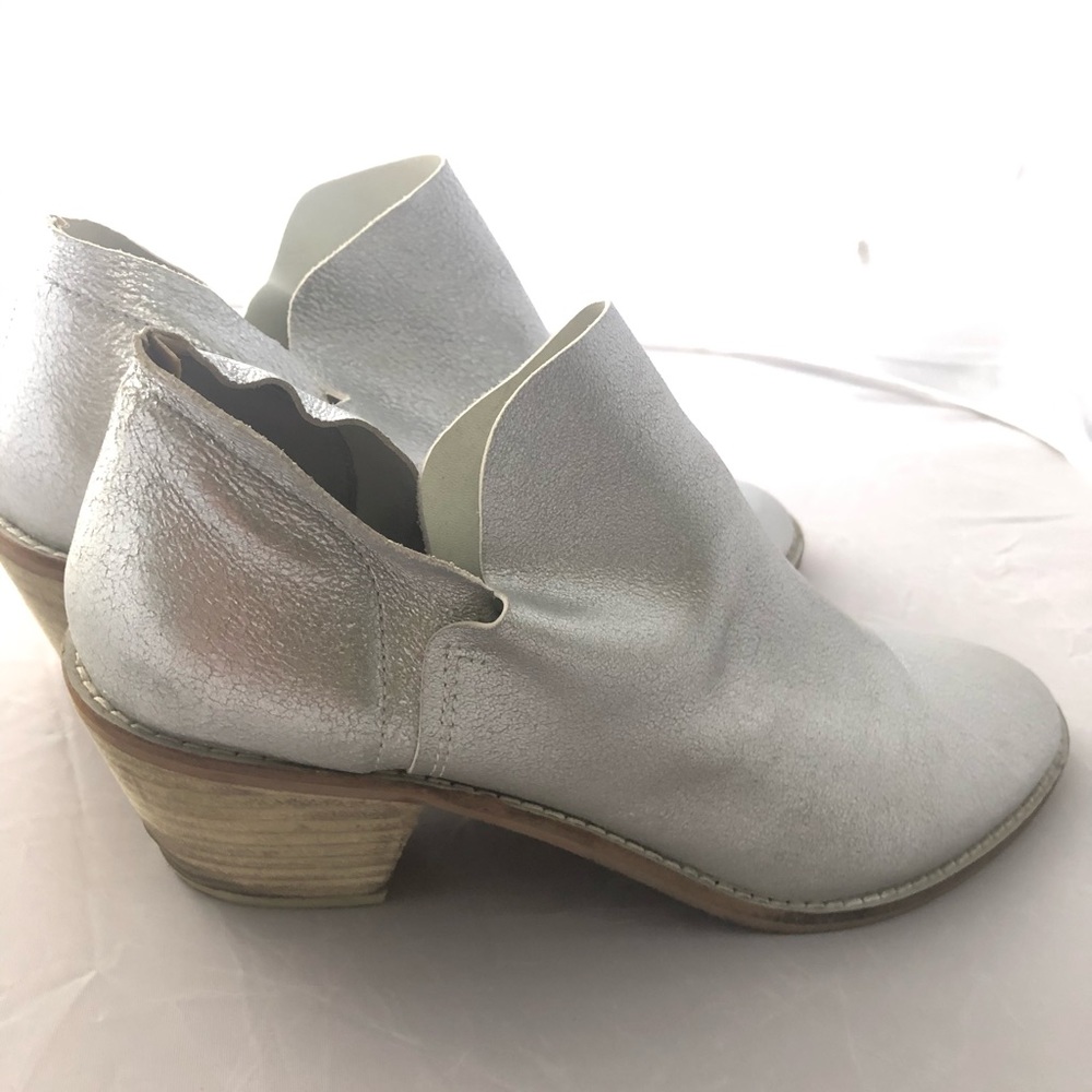 Silver leather ankle boots
